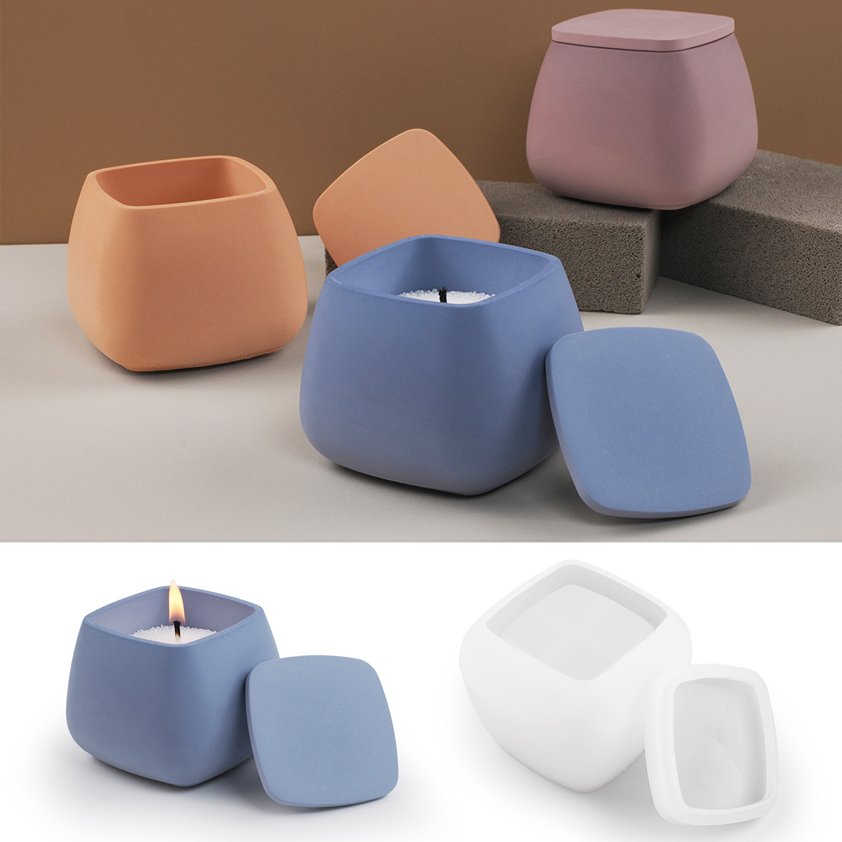 Candle Supplies Jars - جرة شمعة مربعة قالب من السيليكون