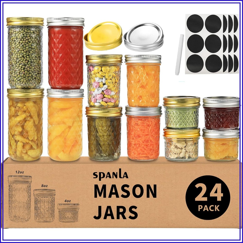 Mason Jar 8Oz - 24 عبوة من برطمانات ميسون مع