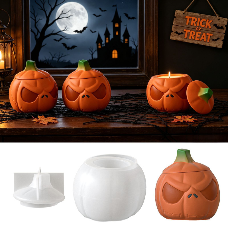 Candle Supplies Jars - طقم من وعاءين لتخزين اليقطين مع