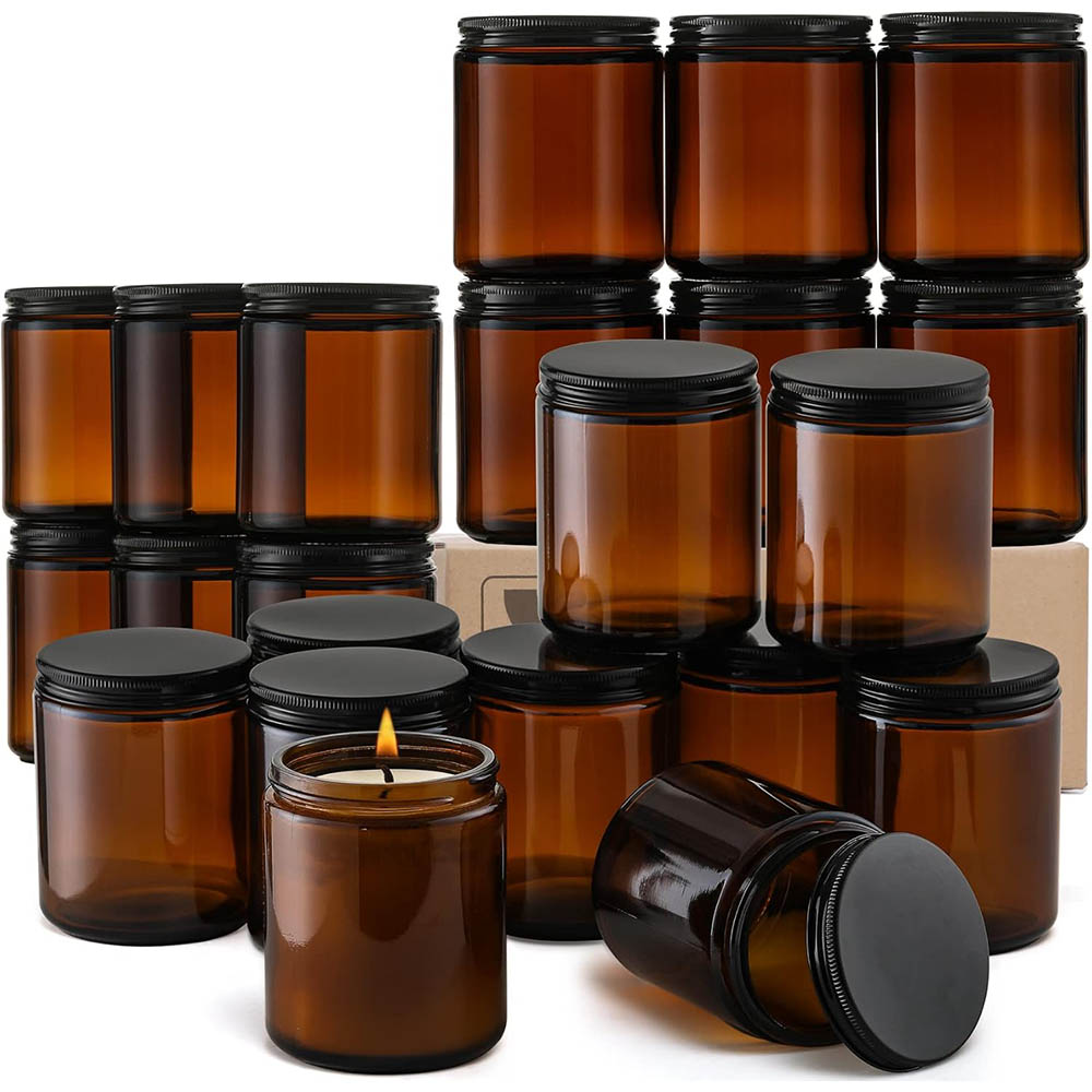 Mason Jar 8Oz - أوعية زجاجية كهرمانية اللون سعة 8