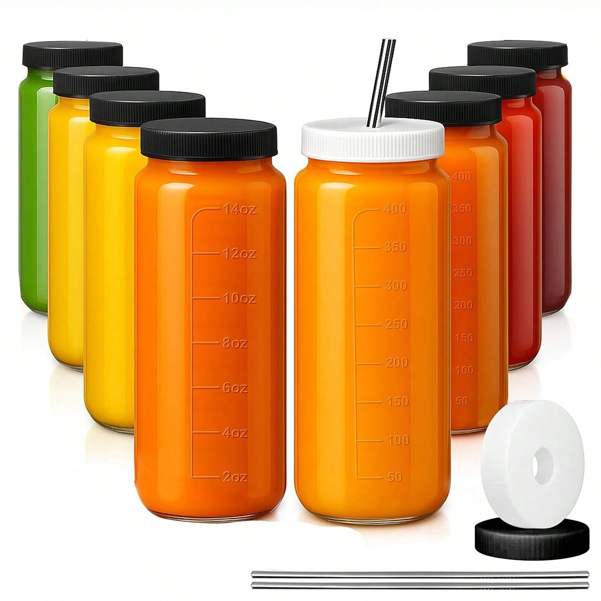 Mason Jar 8Oz - 8 عبوات زجاجية لحفظ العصائر، أوعية