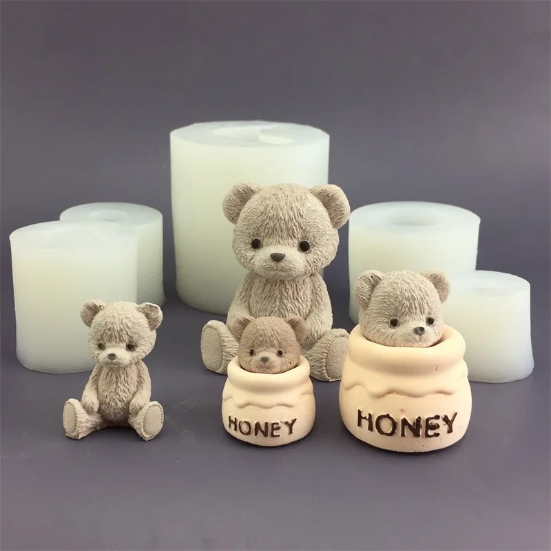 Candle Supplies Jars - قالب سيليكون على شكل دب لطيف