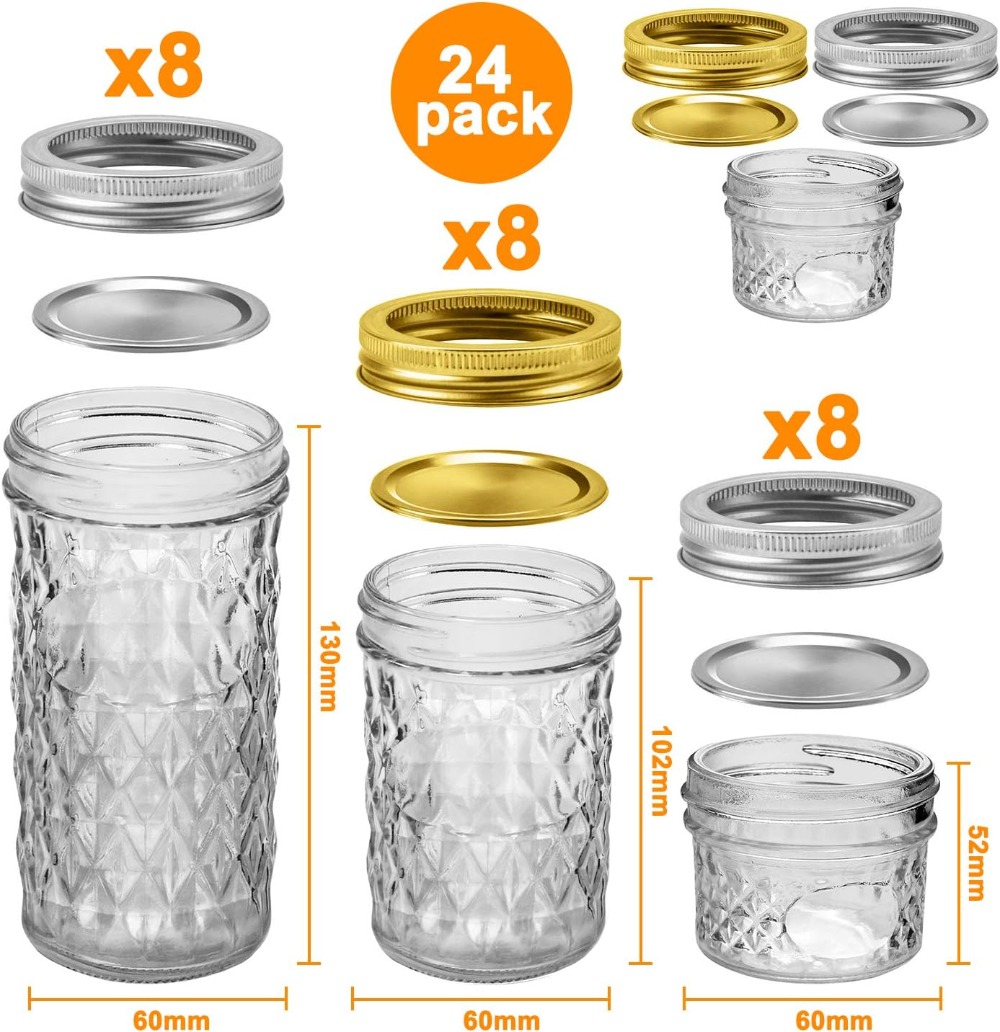 24 عبوة من برطمانات ميسون مع أ - مراجعة Mason Jar 8Oz وسعره