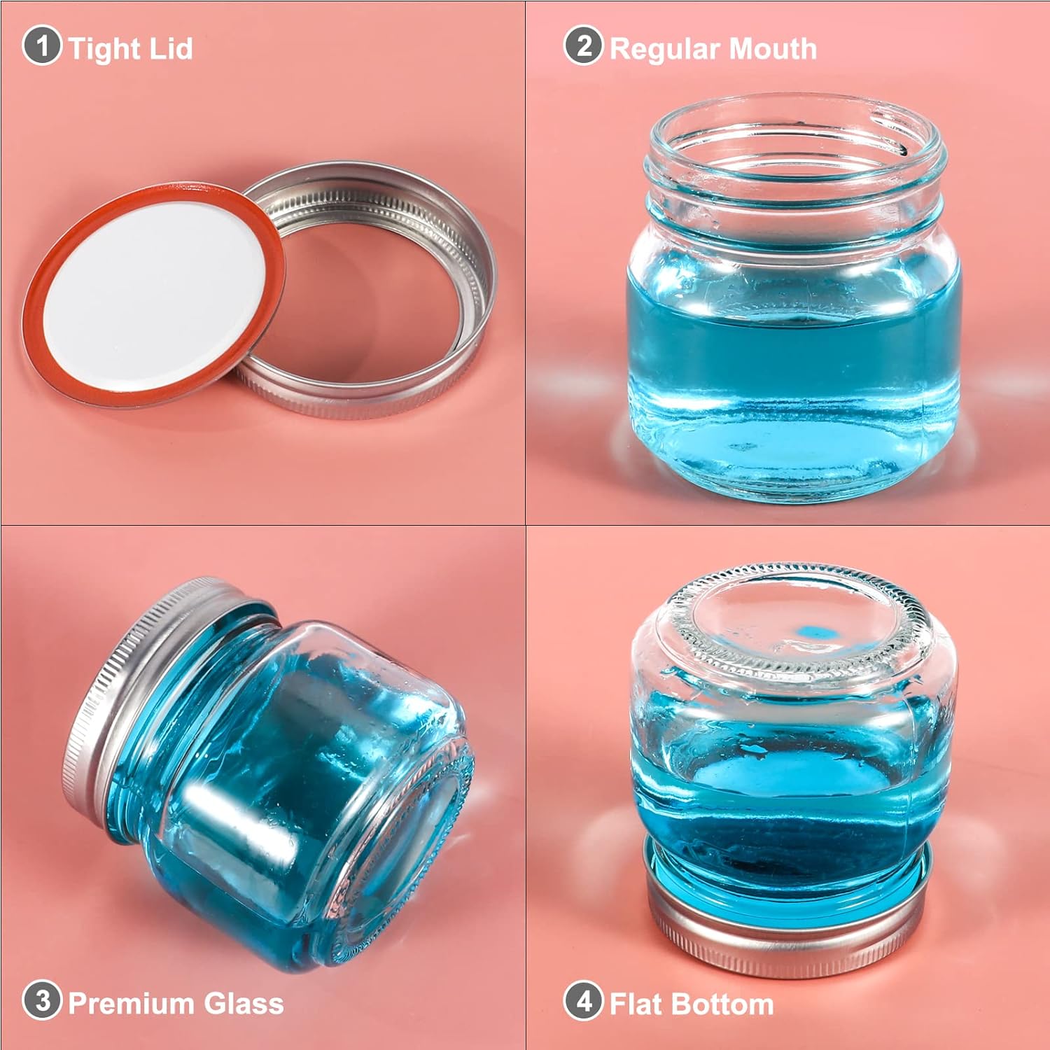 برطمانات ميسون بغطاء وشرائط ما - مراجعة Mason Jar 8Oz وسعره