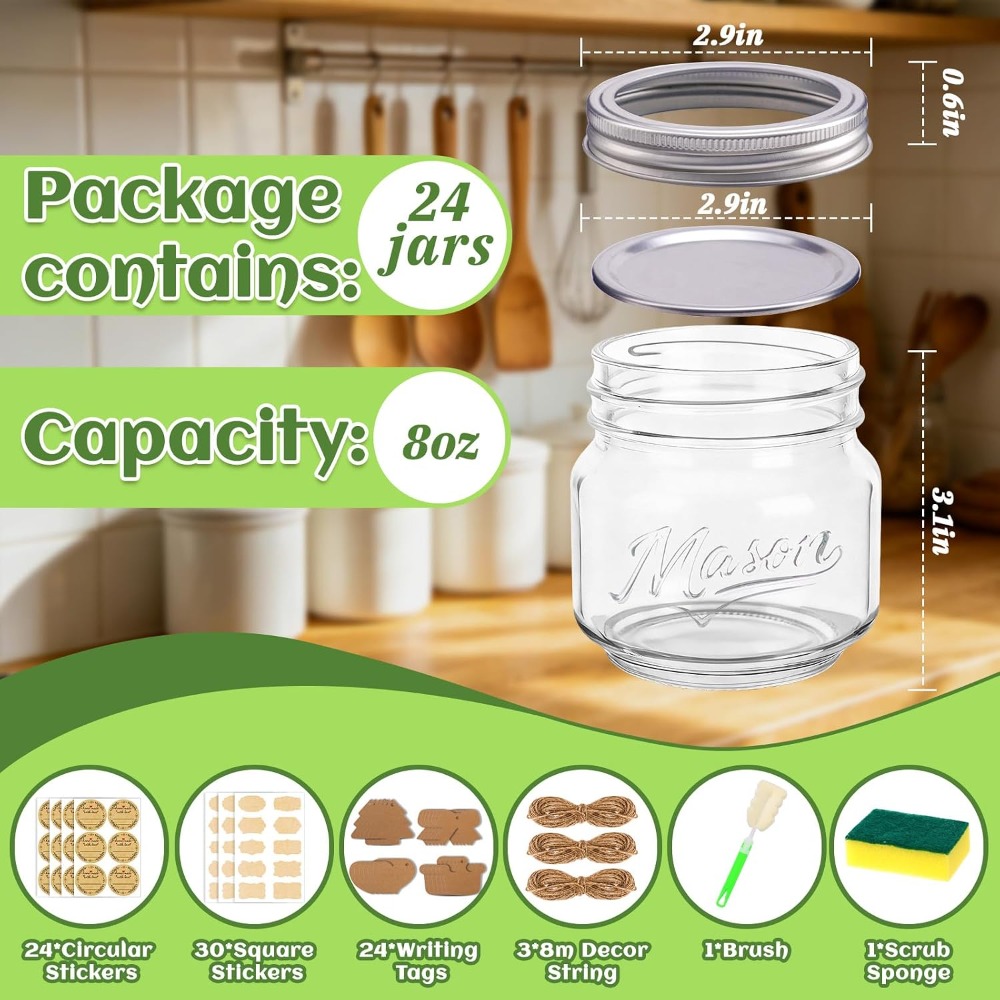 برطمانات ماسون سعة 8 أونصة مع  - مراجعة Mason Jar 8Oz وسعره