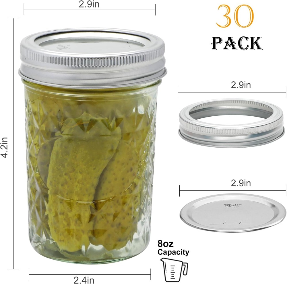 30 عبوة من برطمانات ماسون سعة  - مراجعة Mason Jar 8Oz وسعره