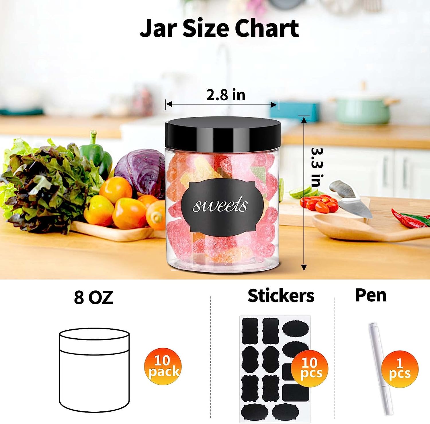 10 قطعة 8OZ الجرار البلاستيكية - مراجعة Mason Jar 8Oz وسعره