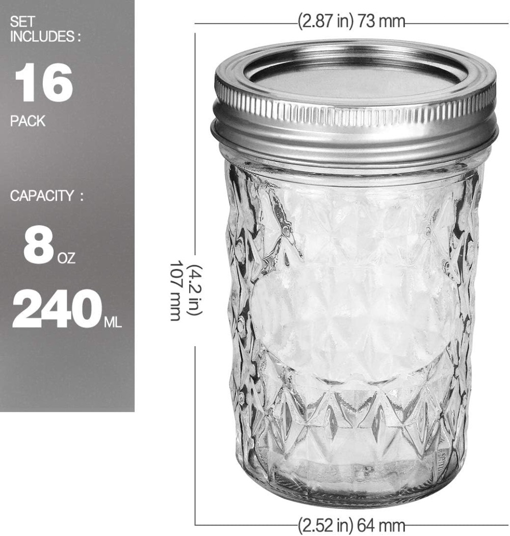 16 عبوة من برطمانات ماسون سعة  - مراجعة Mason Jar 8Oz وسعره